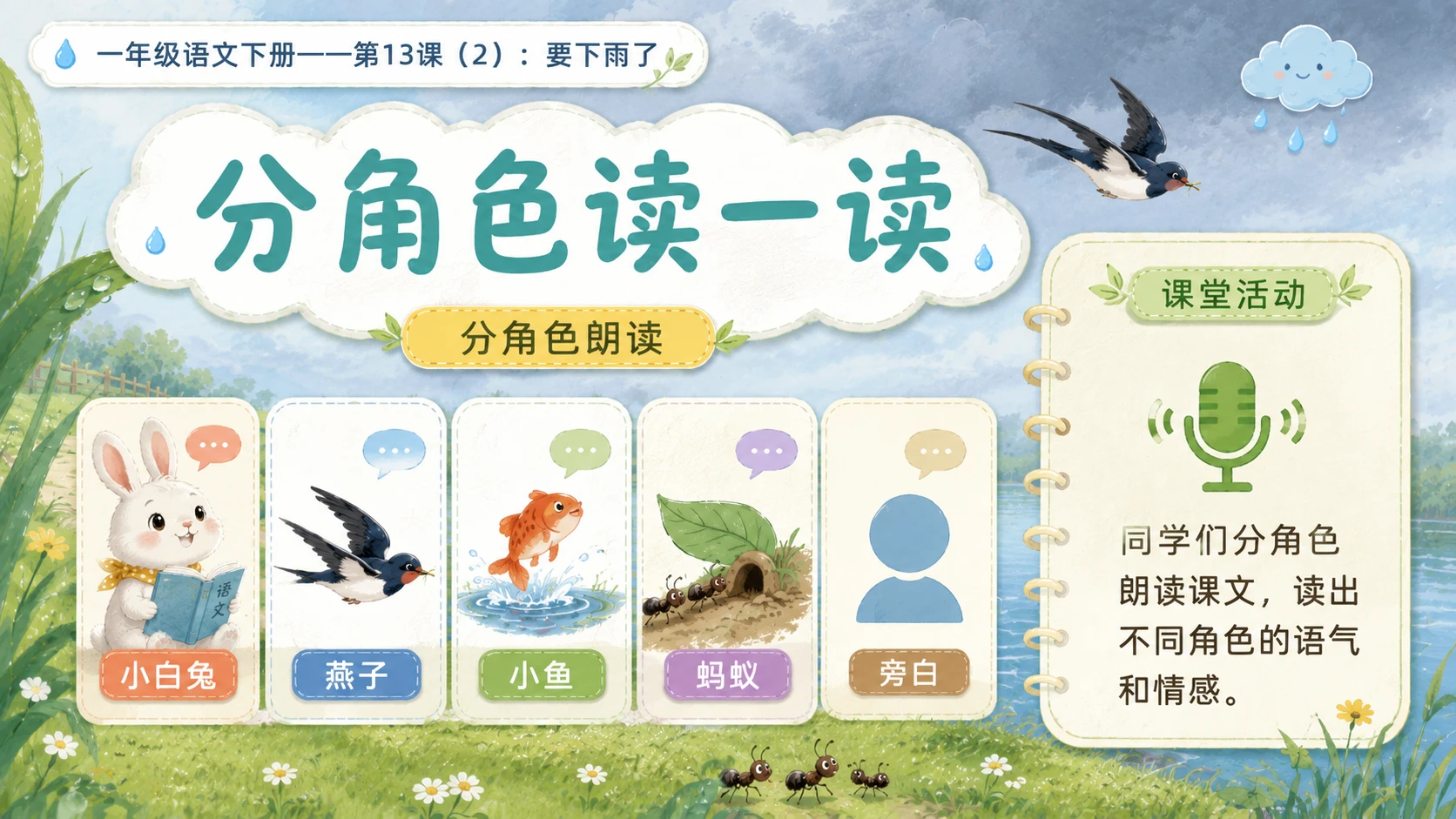 小学六年制统编教材系列课件——一年级语文下册第13课（2）：要下雨了 - 预览图9
