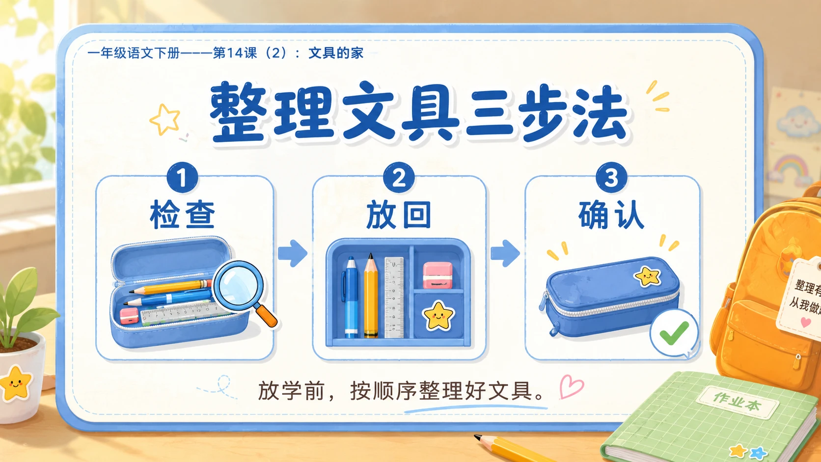 小学六年制统编教材系列课件——一年级语文下册第14课（2）：文具的家 - 预览图7