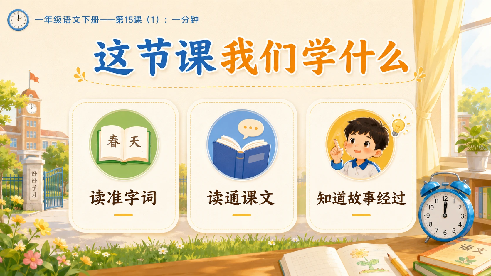 小学六年制统编教材系列课件——一年级语文下册第15课（1）：一分钟 - 预览图2