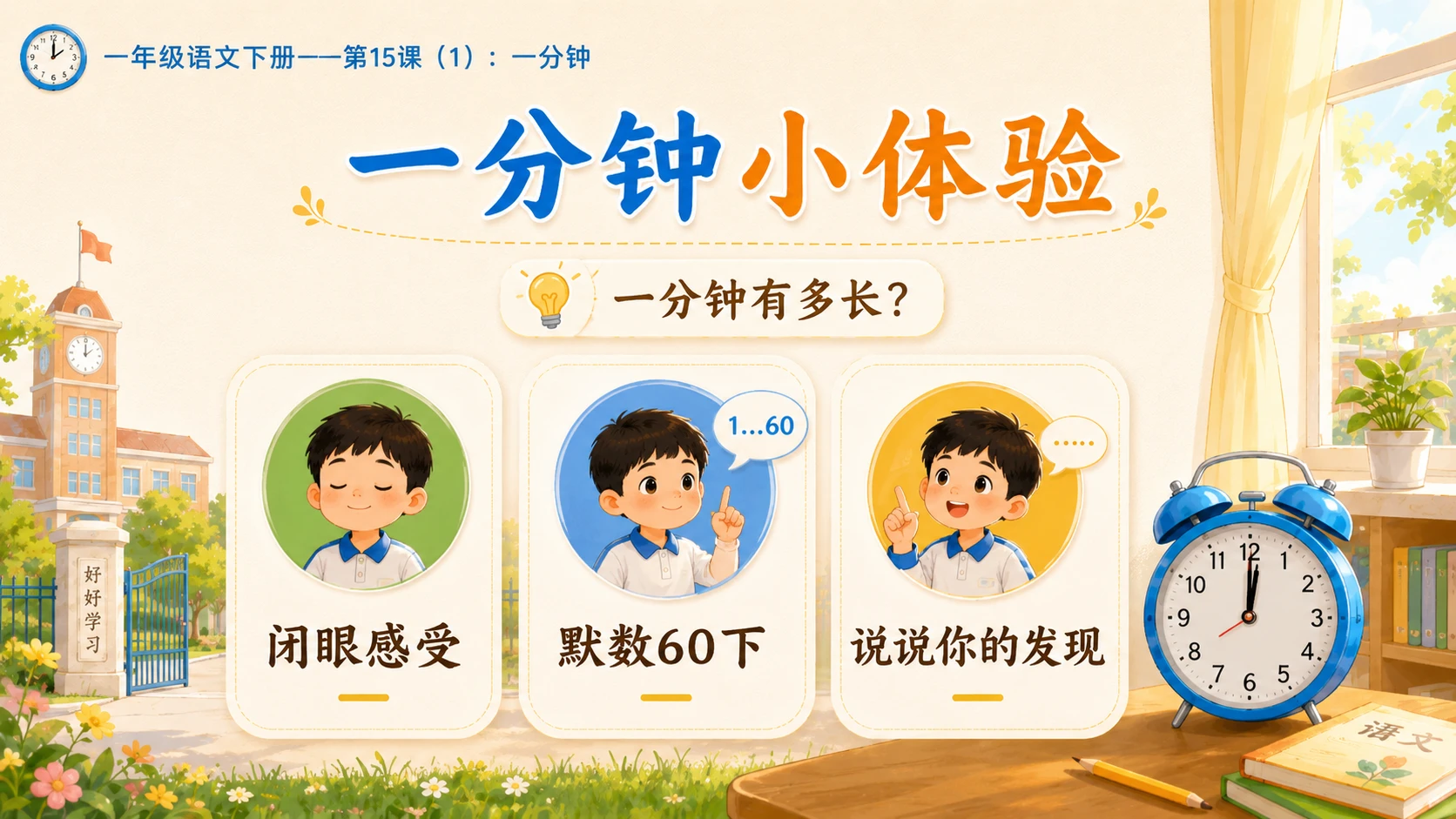 小学六年制统编教材系列课件——一年级语文下册第15课（1）：一分钟 - 预览图3