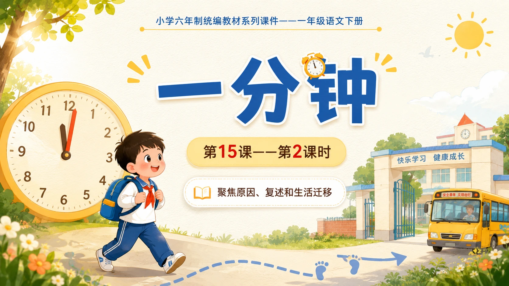 小学六年制统编教材系列课件——一年级语文下册第15课（2）：一分钟 - 预览图1