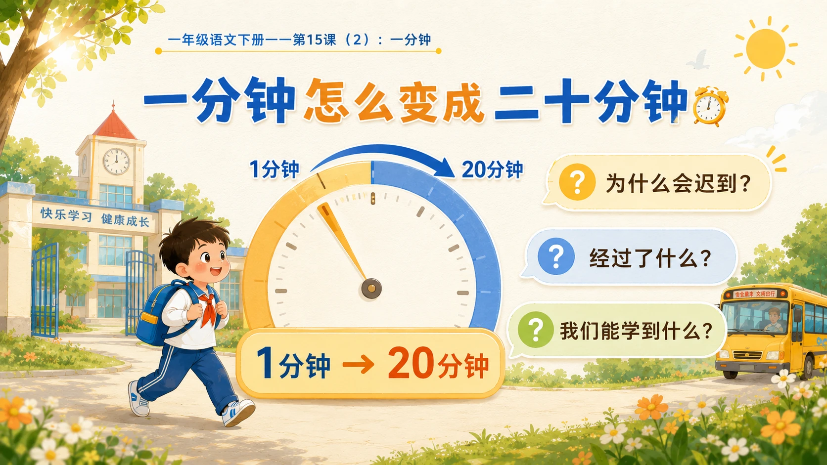 小学六年制统编教材系列课件——一年级语文下册第15课（2）：一分钟 - 预览图3