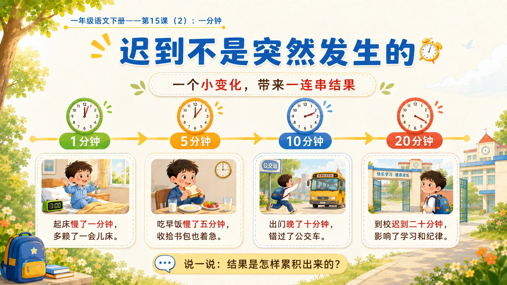 小学六年制统编教材系列课件——一年级语文下册第15课（2）：一分钟 - 预览图6