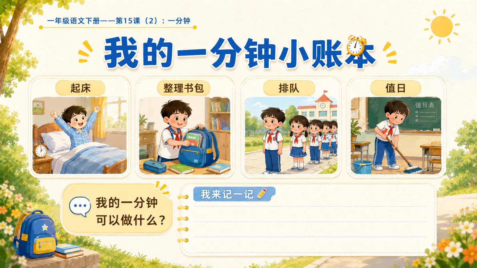 小学六年制统编教材系列课件——一年级语文下册第15课（2）：一分钟 - 预览图9