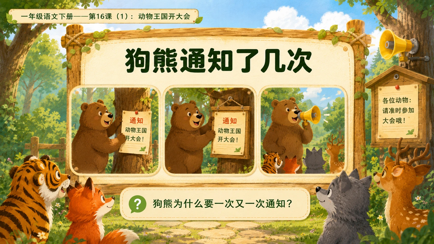 小学六年制统编教材系列课件——一年级语文下册第16课（1）：动物王国开大会 - 预览图7
