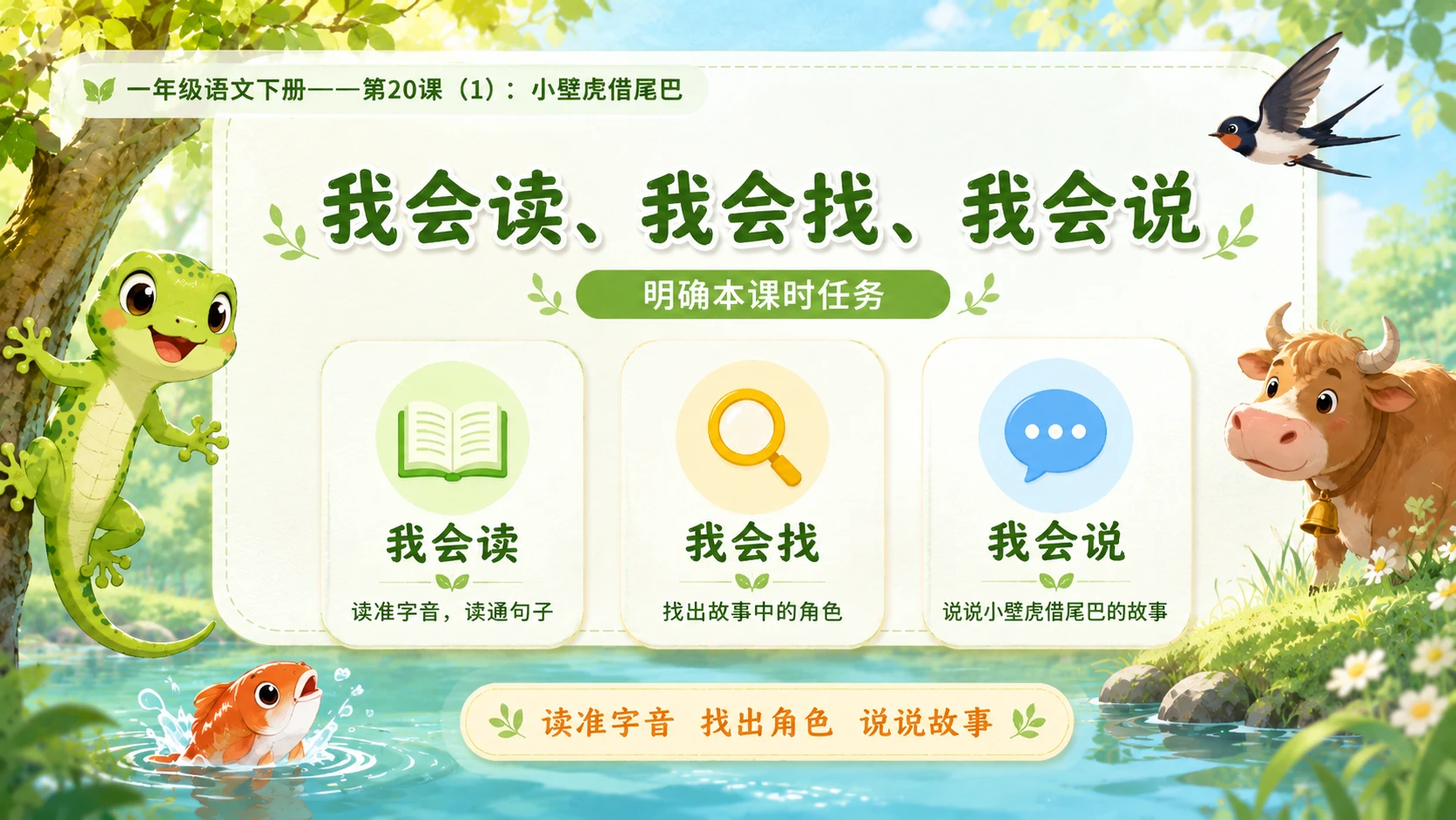 小学六年制统编教材系列课件——一年级语文下册第20课（1）：小壁虎借尾巴 - 预览图3