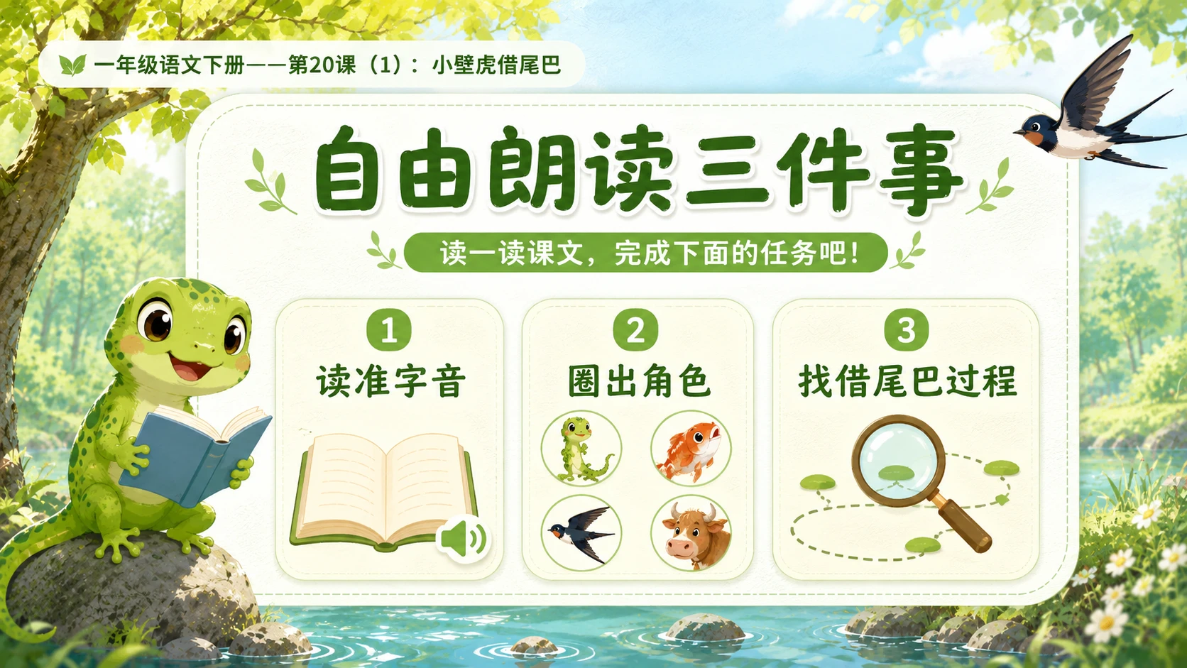 小学六年制统编教材系列课件——一年级语文下册第20课（1）：小壁虎借尾巴 - 预览图5
