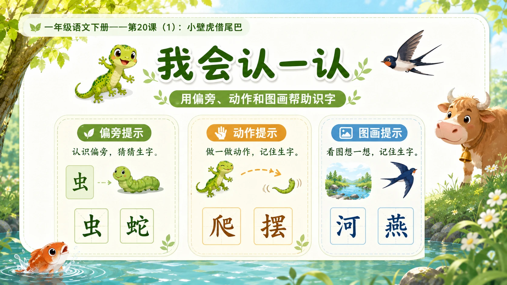 小学六年制统编教材系列课件——一年级语文下册第20课（1）：小壁虎借尾巴 - 预览图7