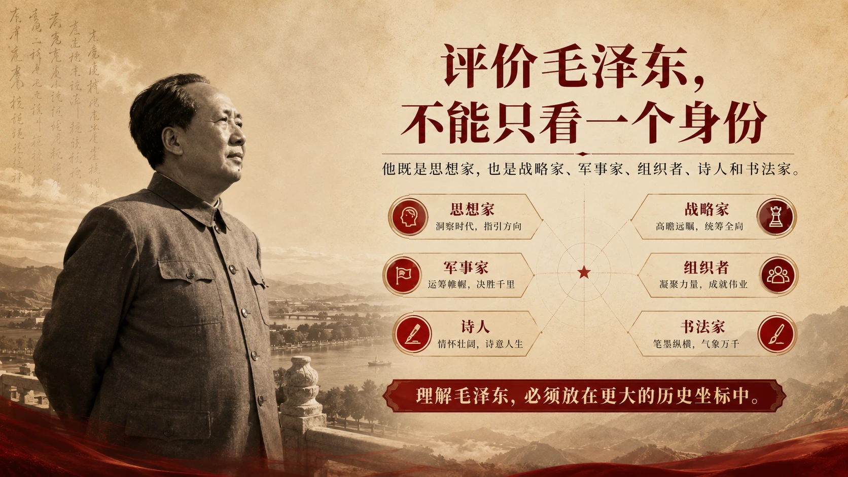 毛泽东：世界罕见的智慧型全能型人才｜毛主席逝世50周年纪念专题PPT - 预览图1