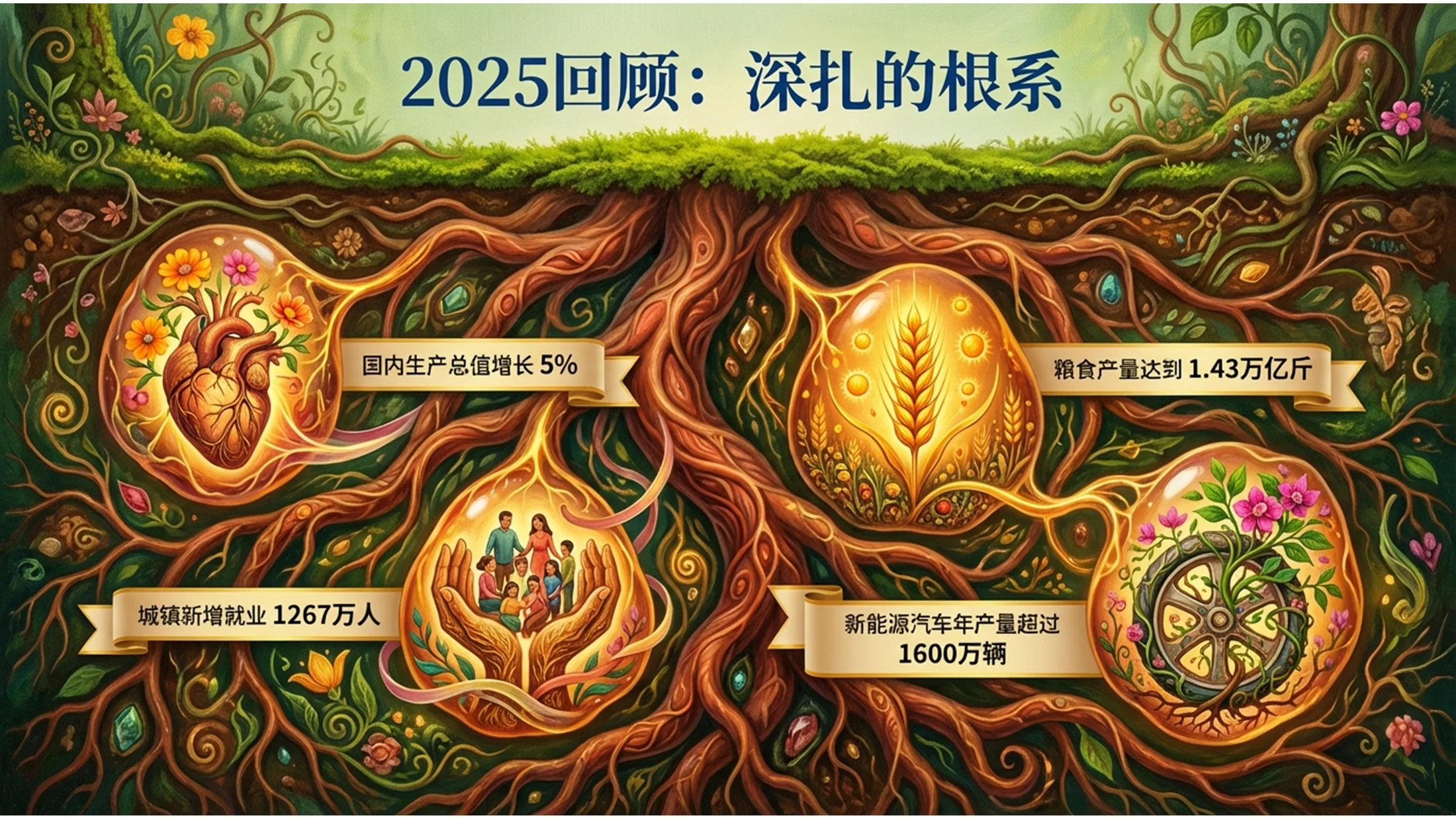 夸张立体绘画弗里达·卡罗风格政府工作报告PPT - 预览图1