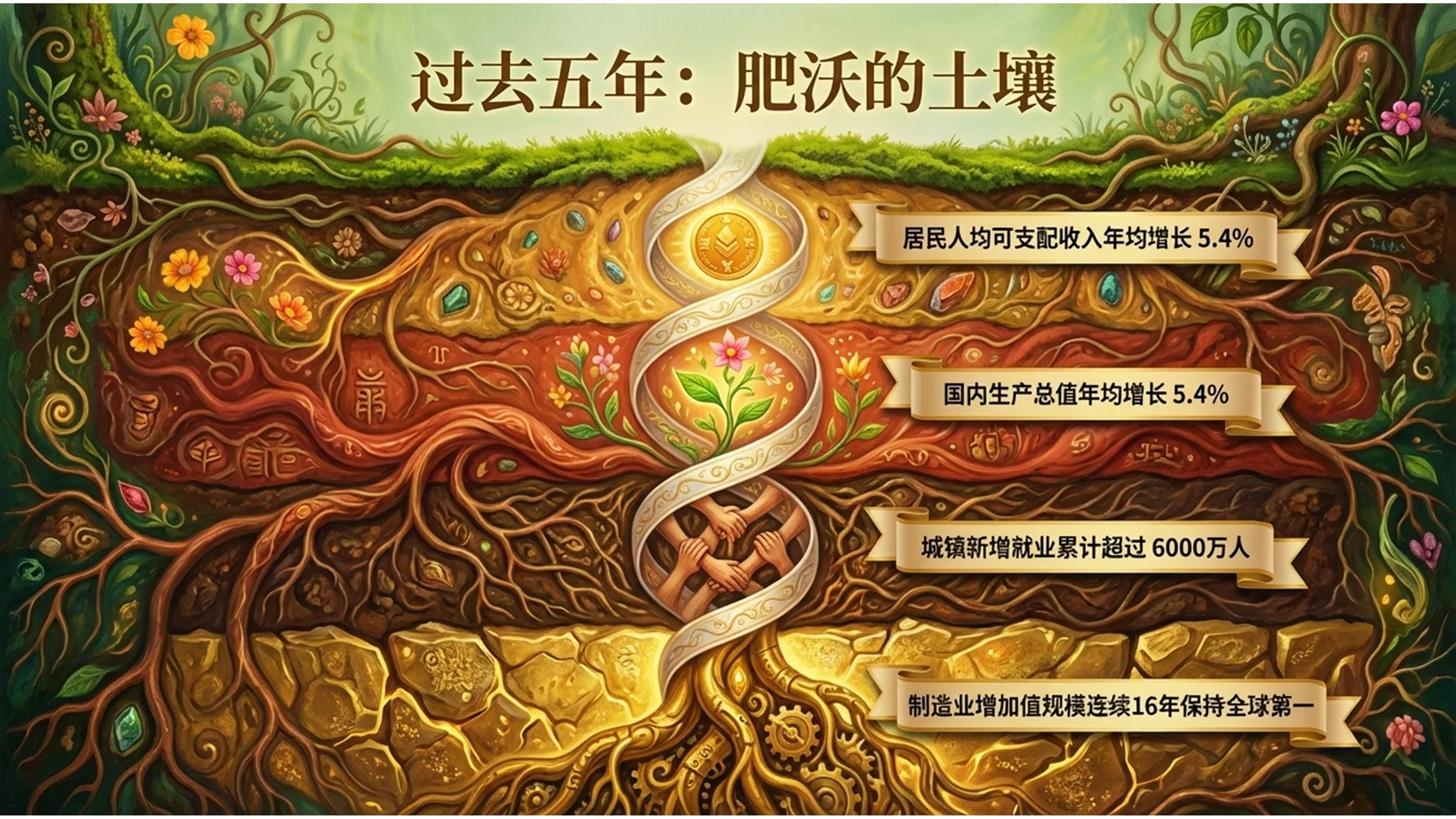 夸张立体绘画弗里达·卡罗风格政府工作报告PPT - 预览图2