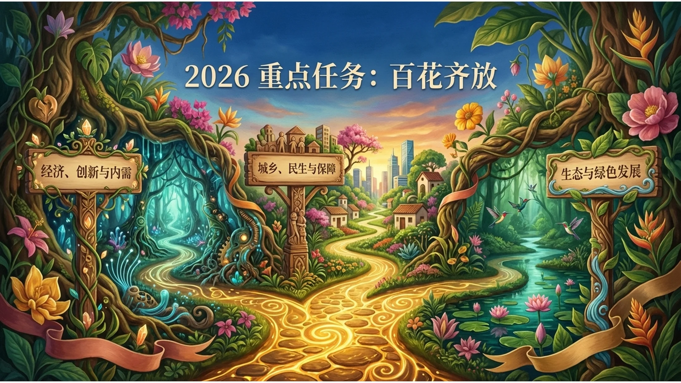 夸张立体绘画弗里达·卡罗风格政府工作报告PPT - 预览图7