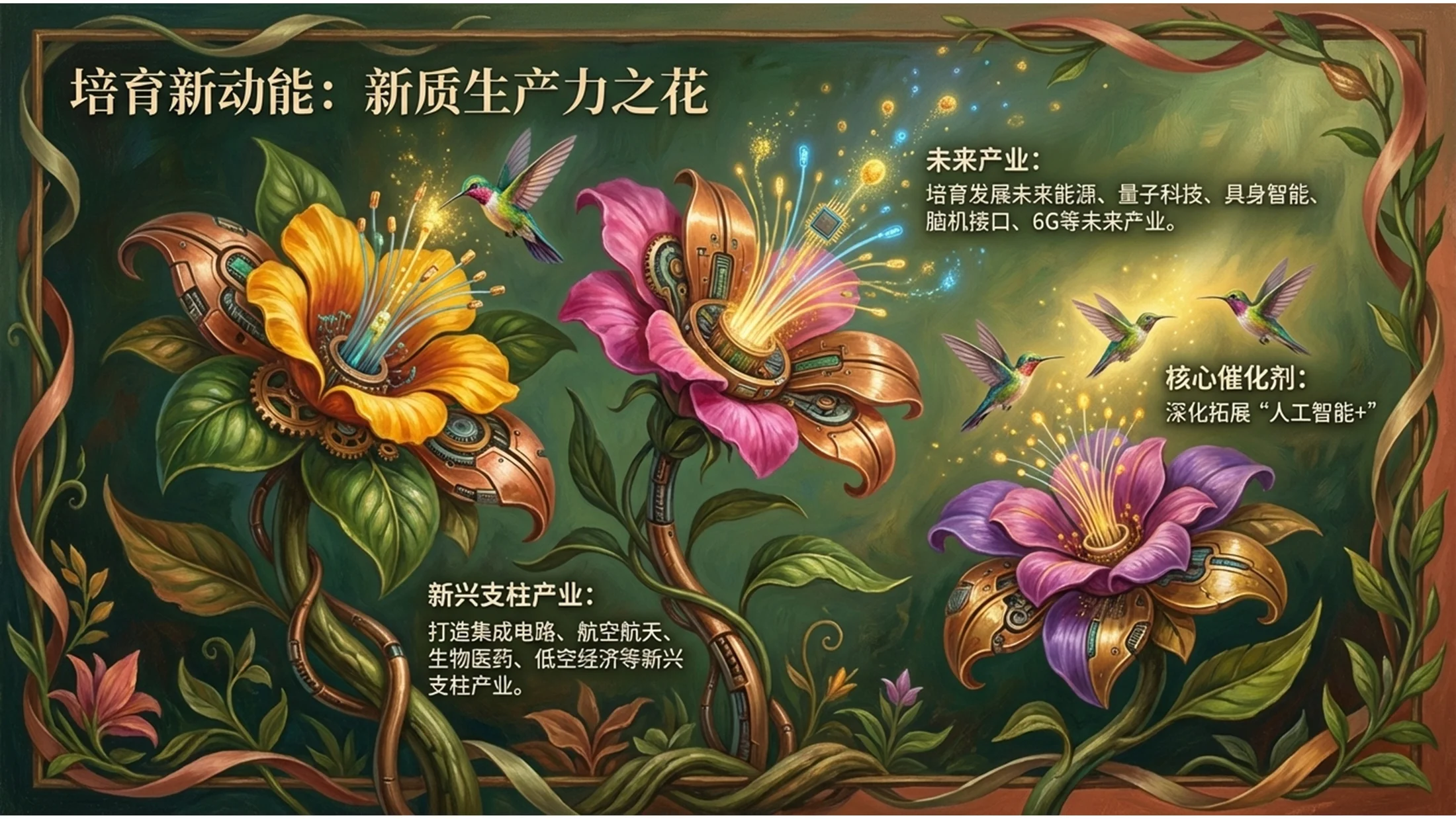 夸张立体绘画弗里达·卡罗风格政府工作报告PPT - 预览图8