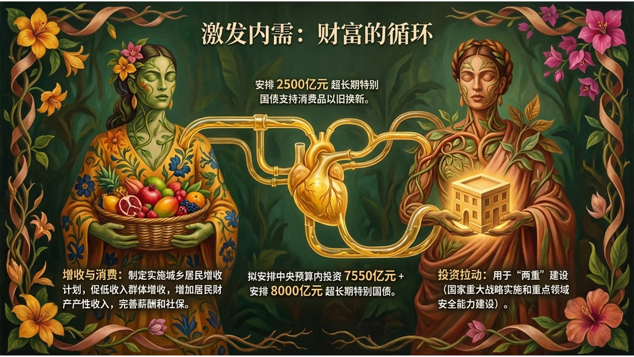 夸张立体绘画弗里达·卡罗风格政府工作报告PPT - 预览图9