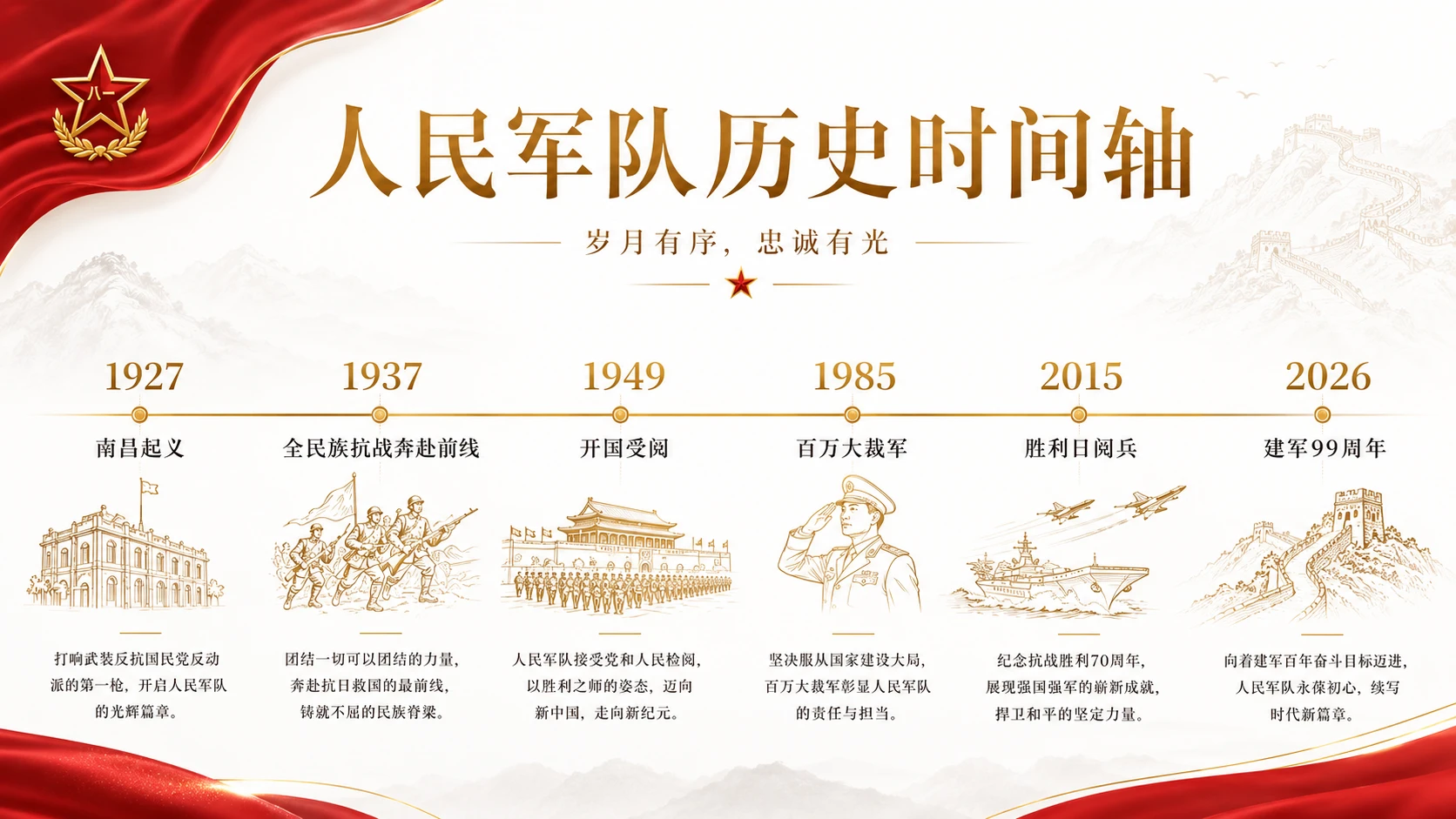 庆祝八一建军节-建军99周年129张PPT灵感库 - 预览图13