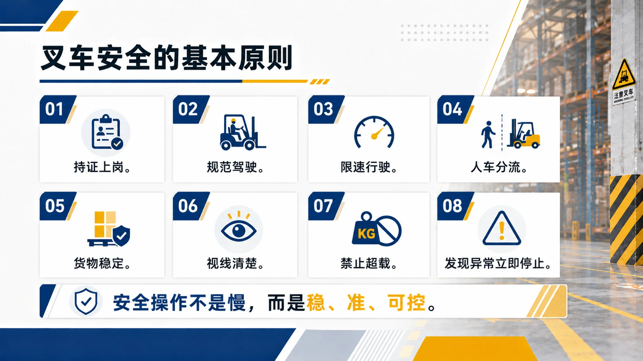 叉车安全操作培训PPT课件｜仓储物流车辆安全｜厂区叉车作业规范模板 - 预览图7