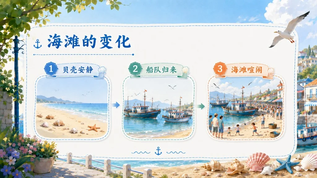 部编版小学语文三年级上册《海滨小城》PPT课件｜海边城市清新写景公开课模板 - 预览图15