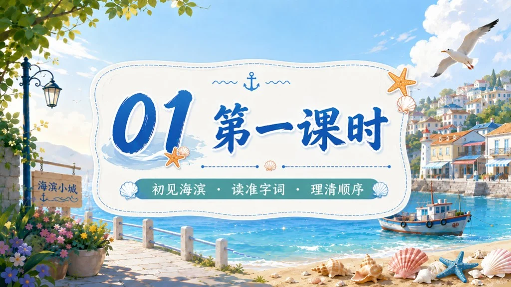 部编版小学语文三年级上册《海滨小城》PPT课件｜海边城市清新写景公开课模板 - 预览图3