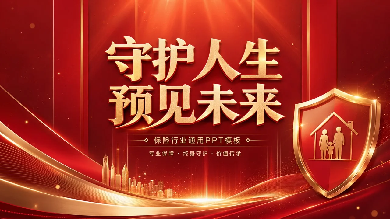 保险行业高端PPT视觉图库｜100款全场景红金商务模板设计 - 预览图11