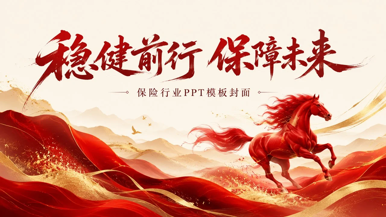 保险行业高端PPT视觉图库｜100款全场景红金商务模板设计 - 预览图13