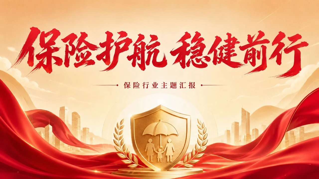 保险行业高端PPT视觉图库｜100款全场景红金商务模板设计 - 预览图14