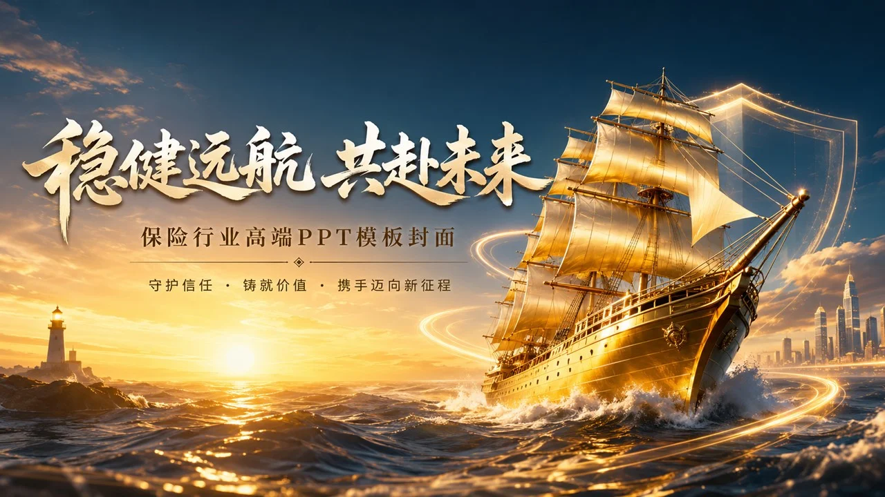保险行业高端PPT视觉图库｜100款全场景红金商务模板设计 - 预览图15