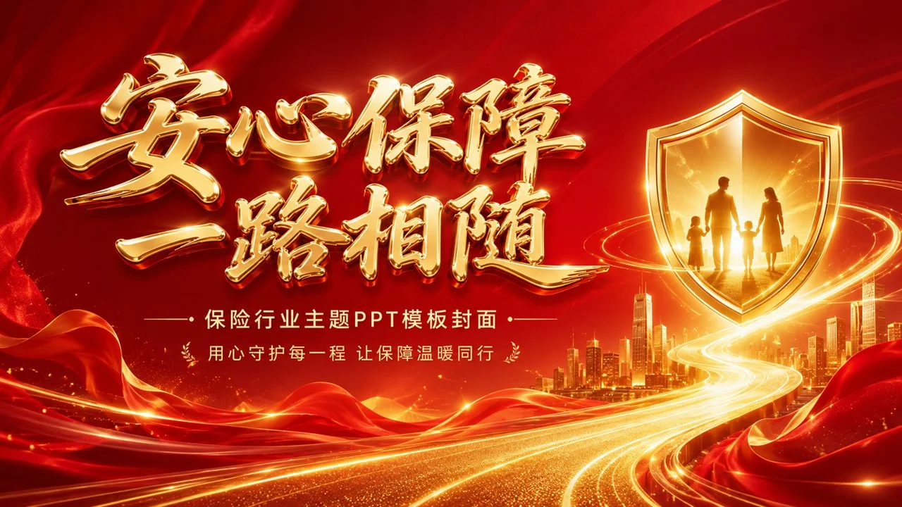 保险行业高端PPT视觉图库｜100款全场景红金商务模板设计 - 预览图2