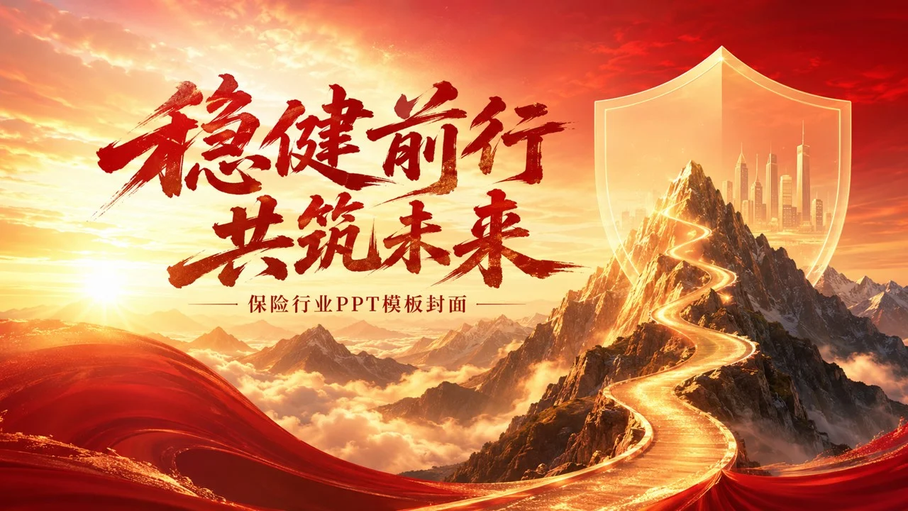 保险行业高端PPT视觉图库｜100款全场景红金商务模板设计 - 预览图8