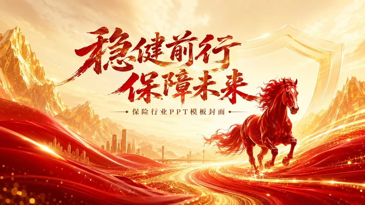 保险行业高端PPT视觉图库｜100款全场景红金商务模板设计 - 预览图9