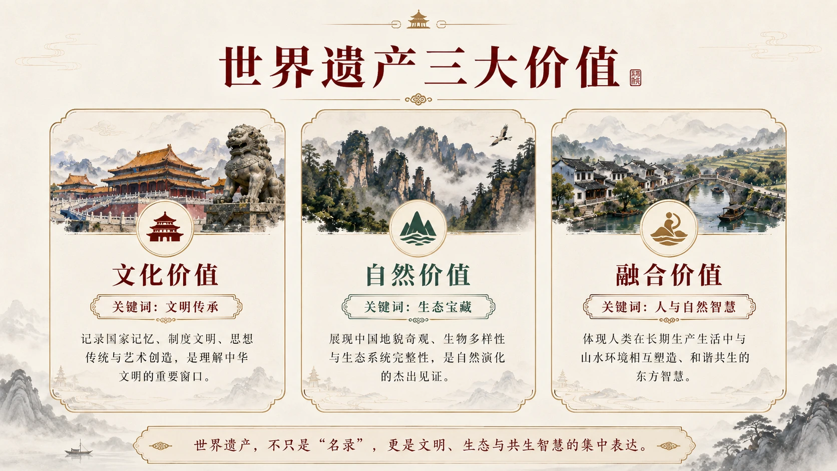 中国世界遗产“全家福”｜国家级文化展览画册风格PPT - 预览图4