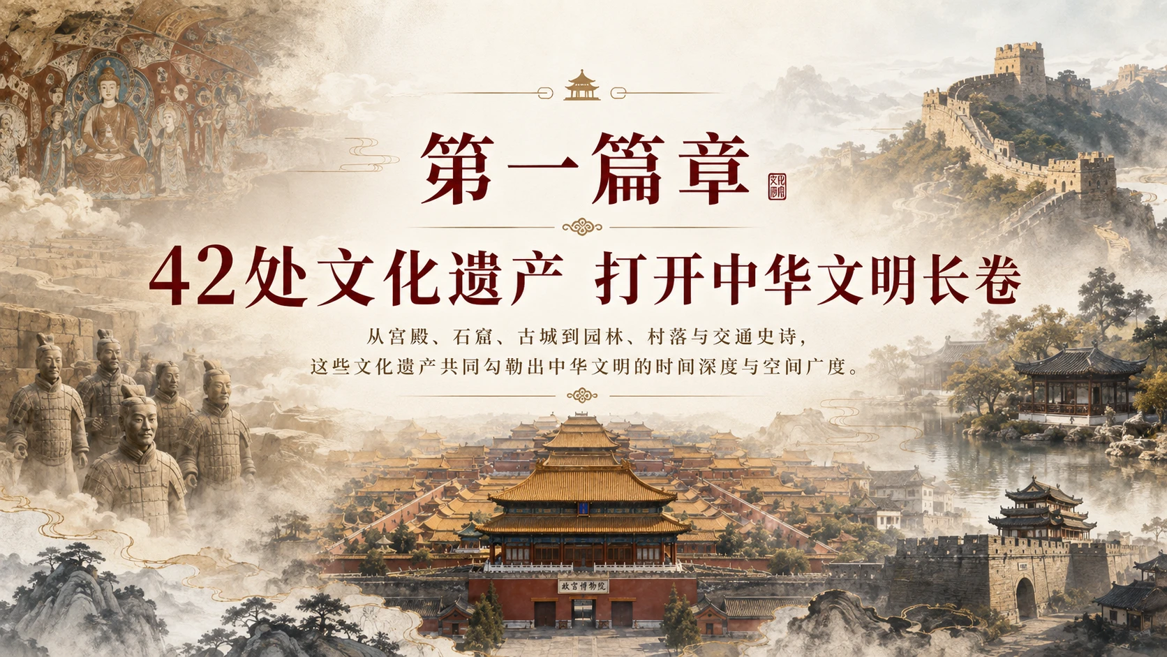 中国世界遗产“全家福”｜国家级文化展览画册风格PPT - 预览图5