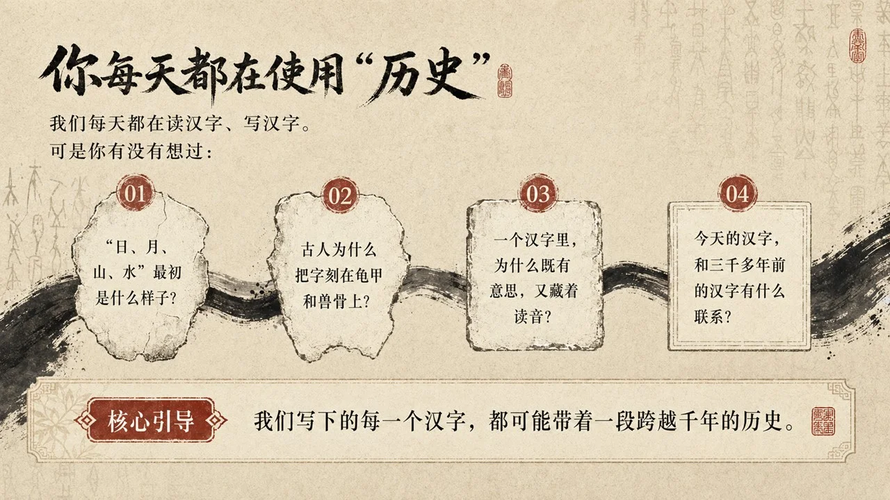 《汉字里的中国》青少年中华文化启蒙课之一｜汉字起源、演变与文化密码PPT课件 - 预览图1