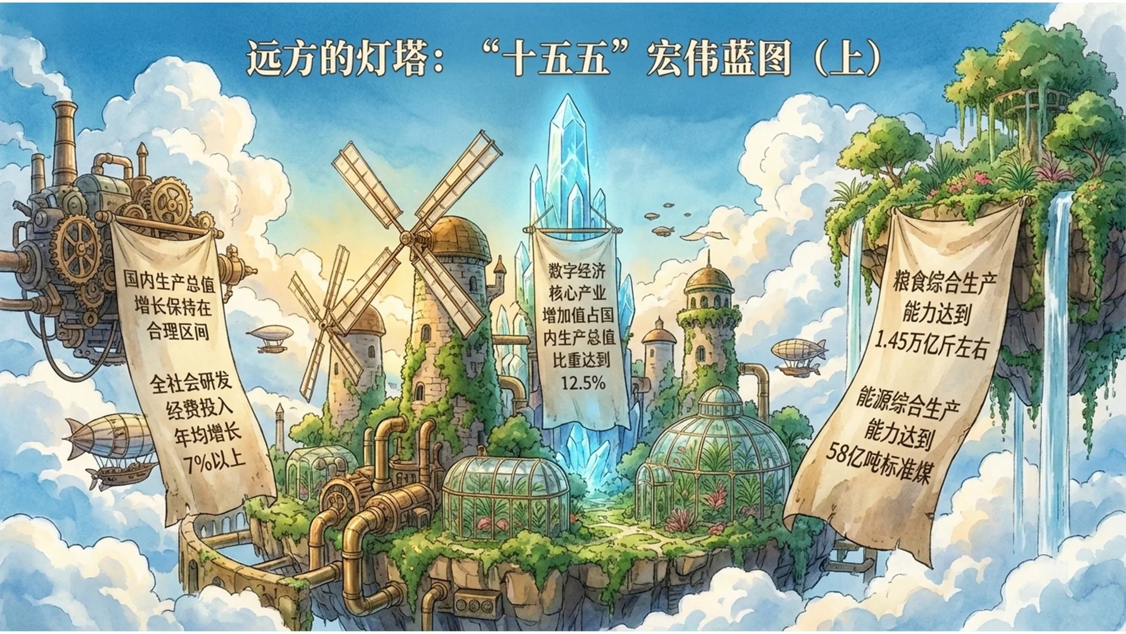 清新卡通手绘宫崎骏风格政府工作报告PPT - 预览图4