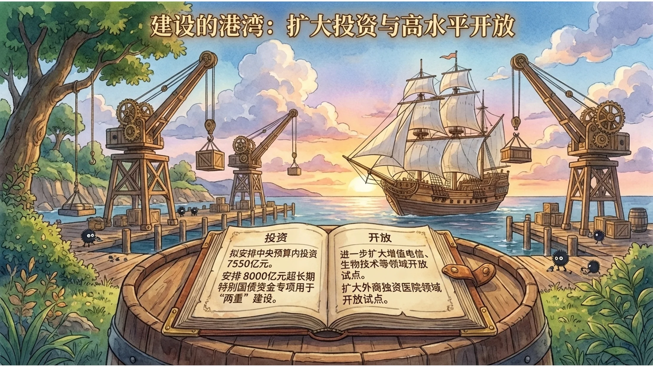 清新卡通手绘宫崎骏风格政府工作报告PPT - 预览图9