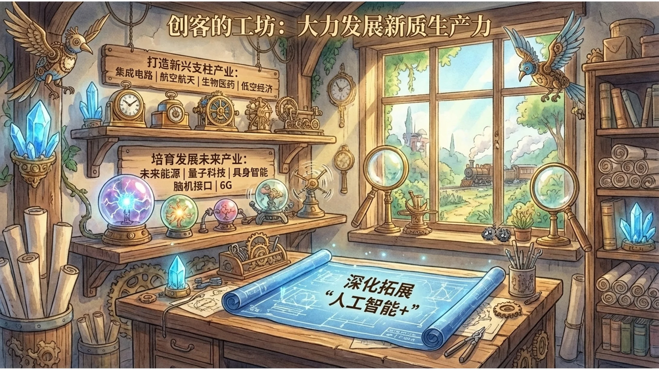清新卡通手绘宫崎骏风格政府工作报告PPT - 预览图10