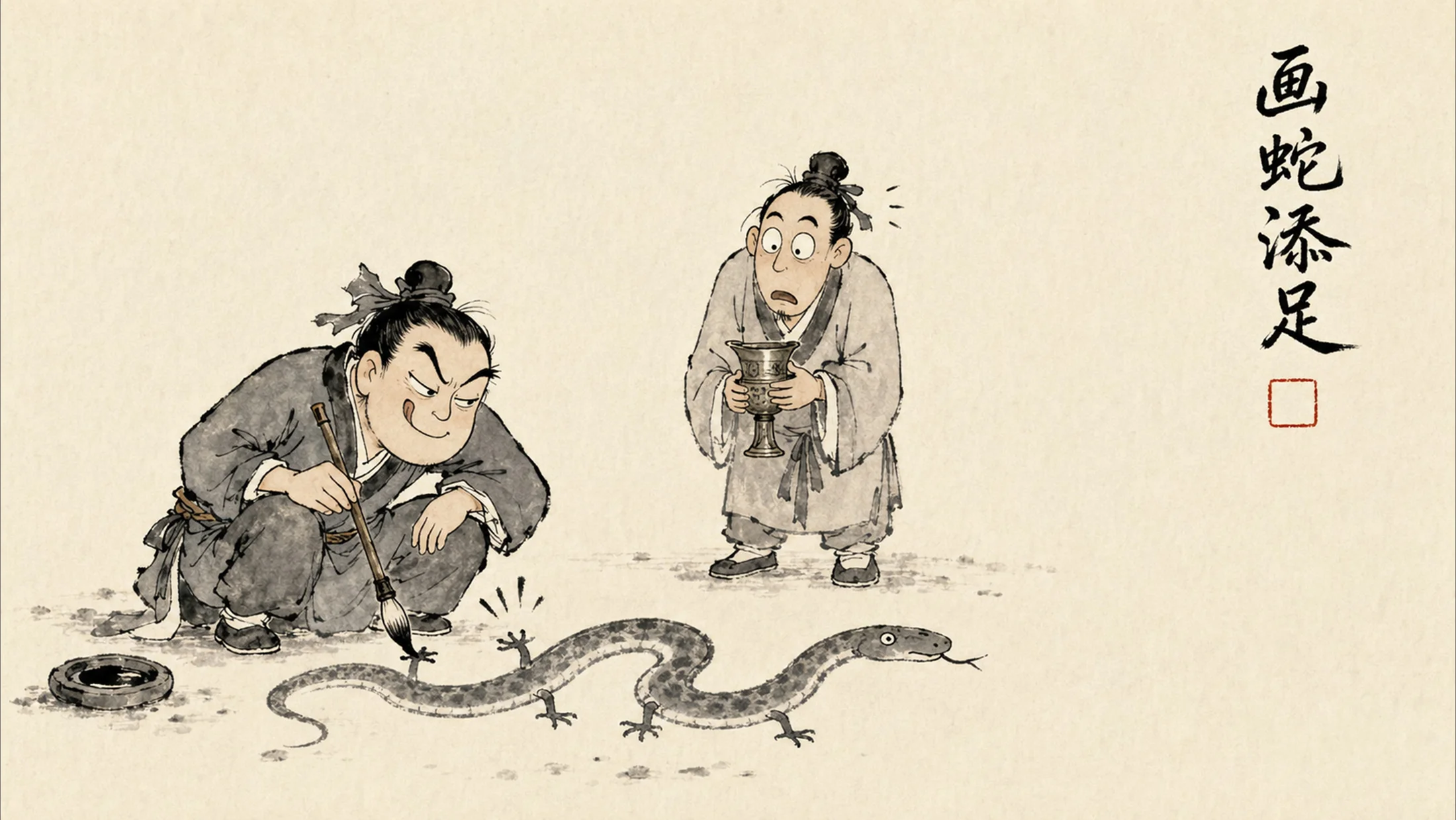 成语里的荒诞人生（30个中国成语故事图解）水墨画PPT - 预览图1
