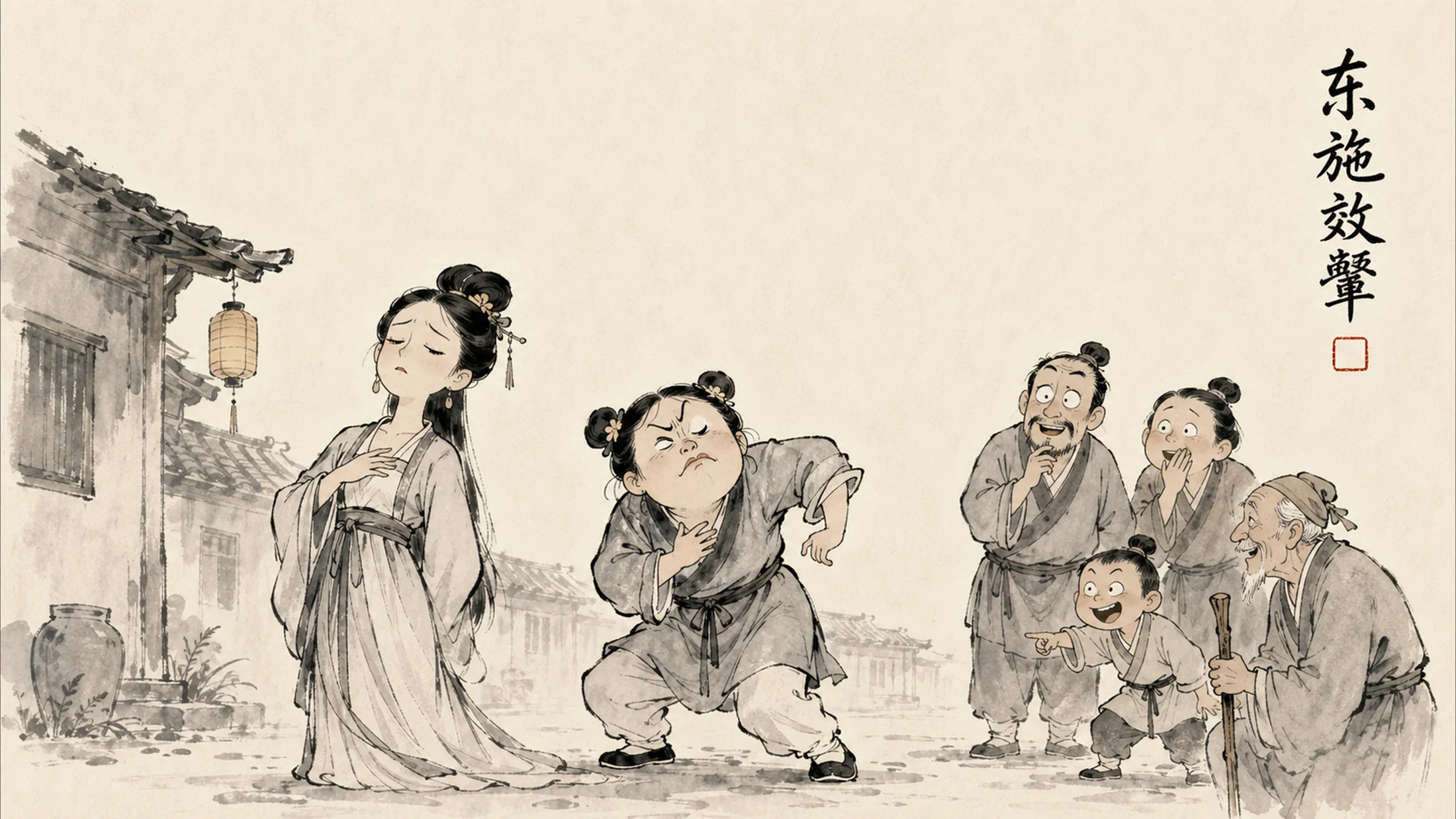 成语里的荒诞人生（30个中国成语故事图解）水墨画PPT - 预览图11