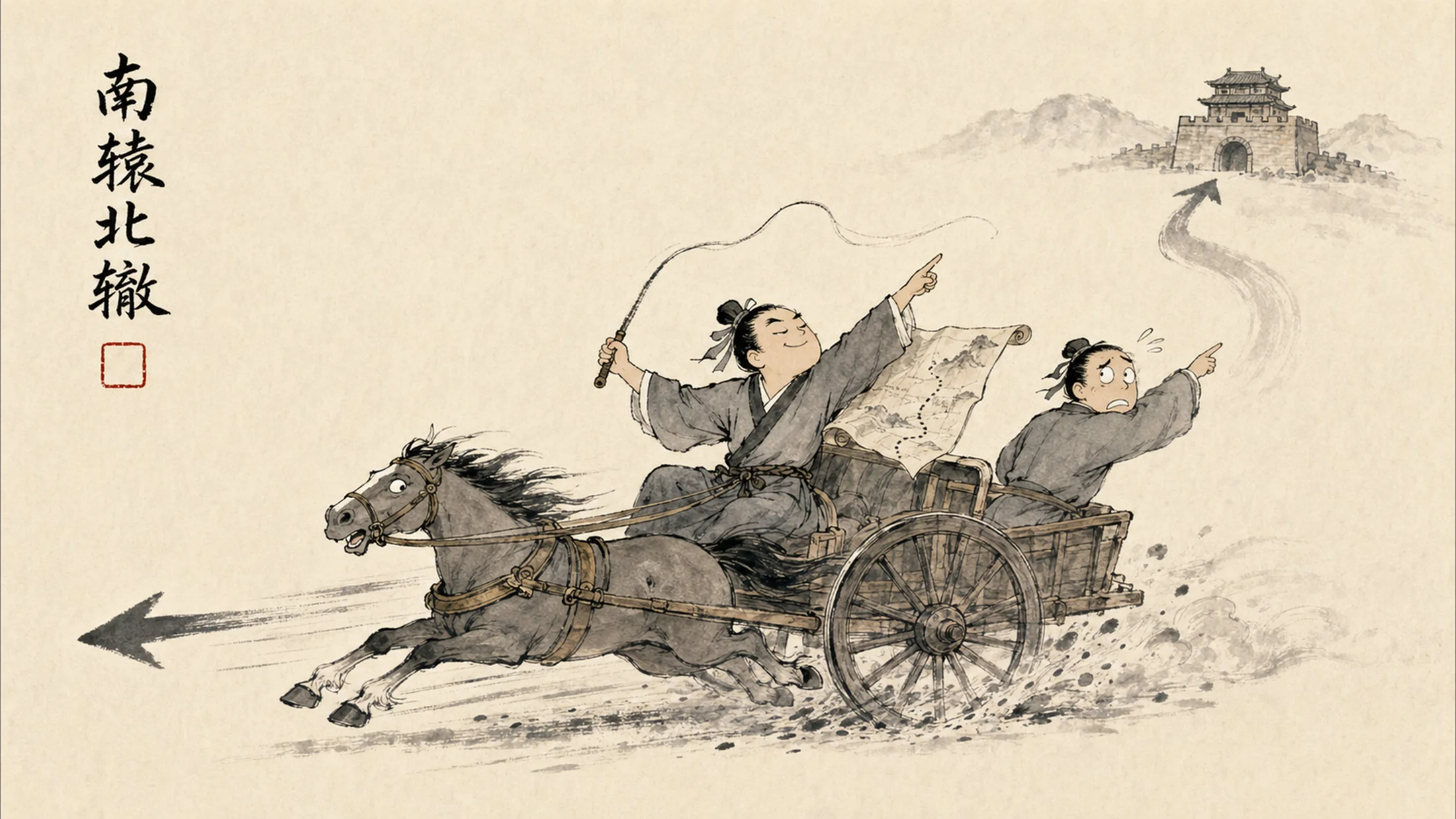 成语里的荒诞人生（30个中国成语故事图解）水墨画PPT - 预览图13