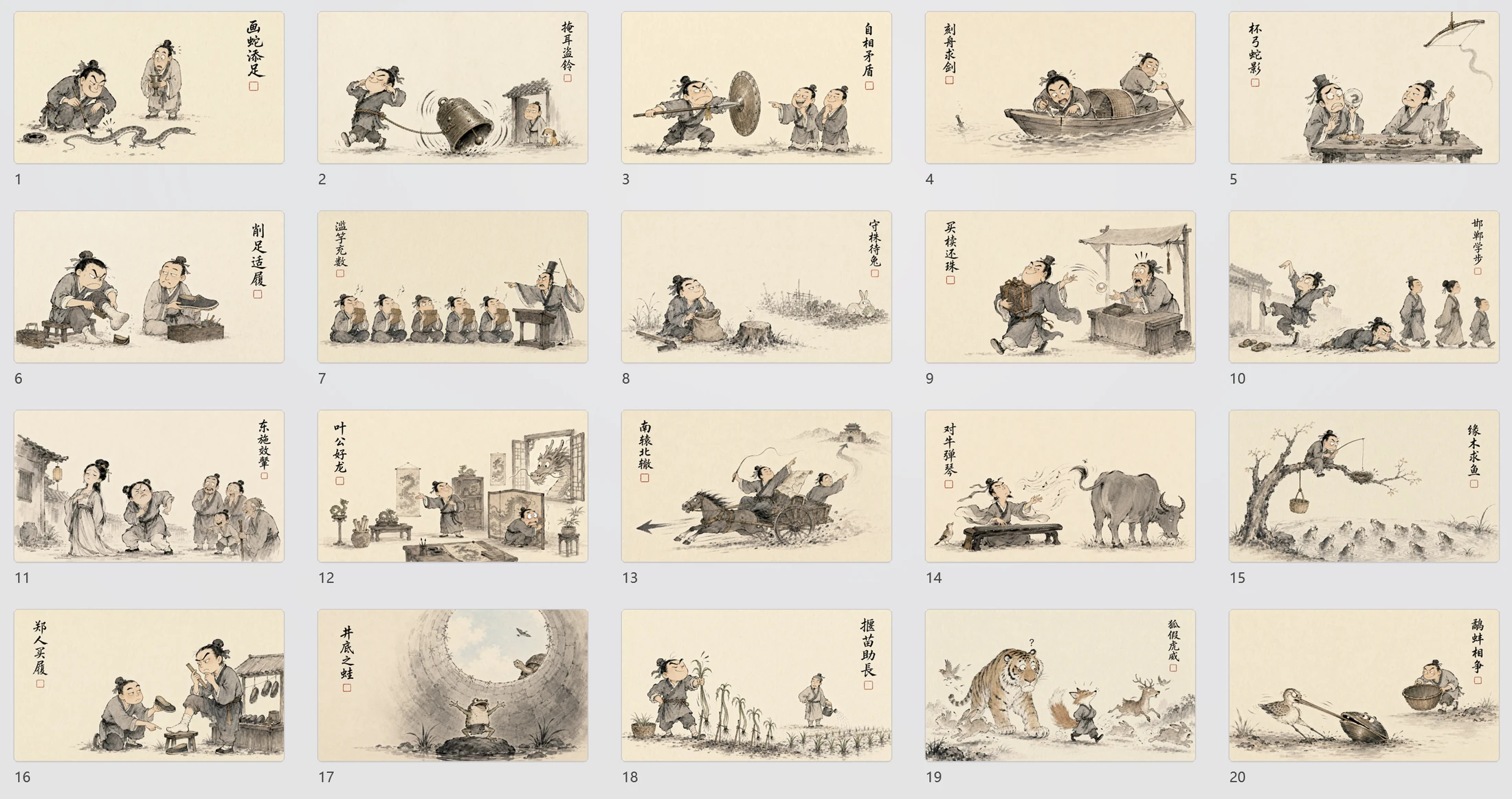 成语里的荒诞人生（30个中国成语故事图解）水墨画PPT - 预览图18