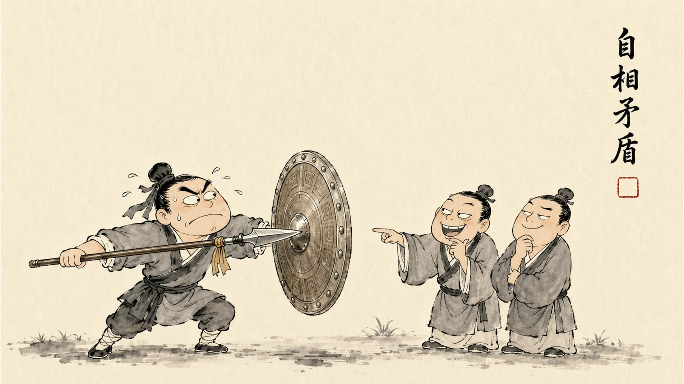 成语里的荒诞人生（30个中国成语故事图解）水墨画PPT - 预览图3