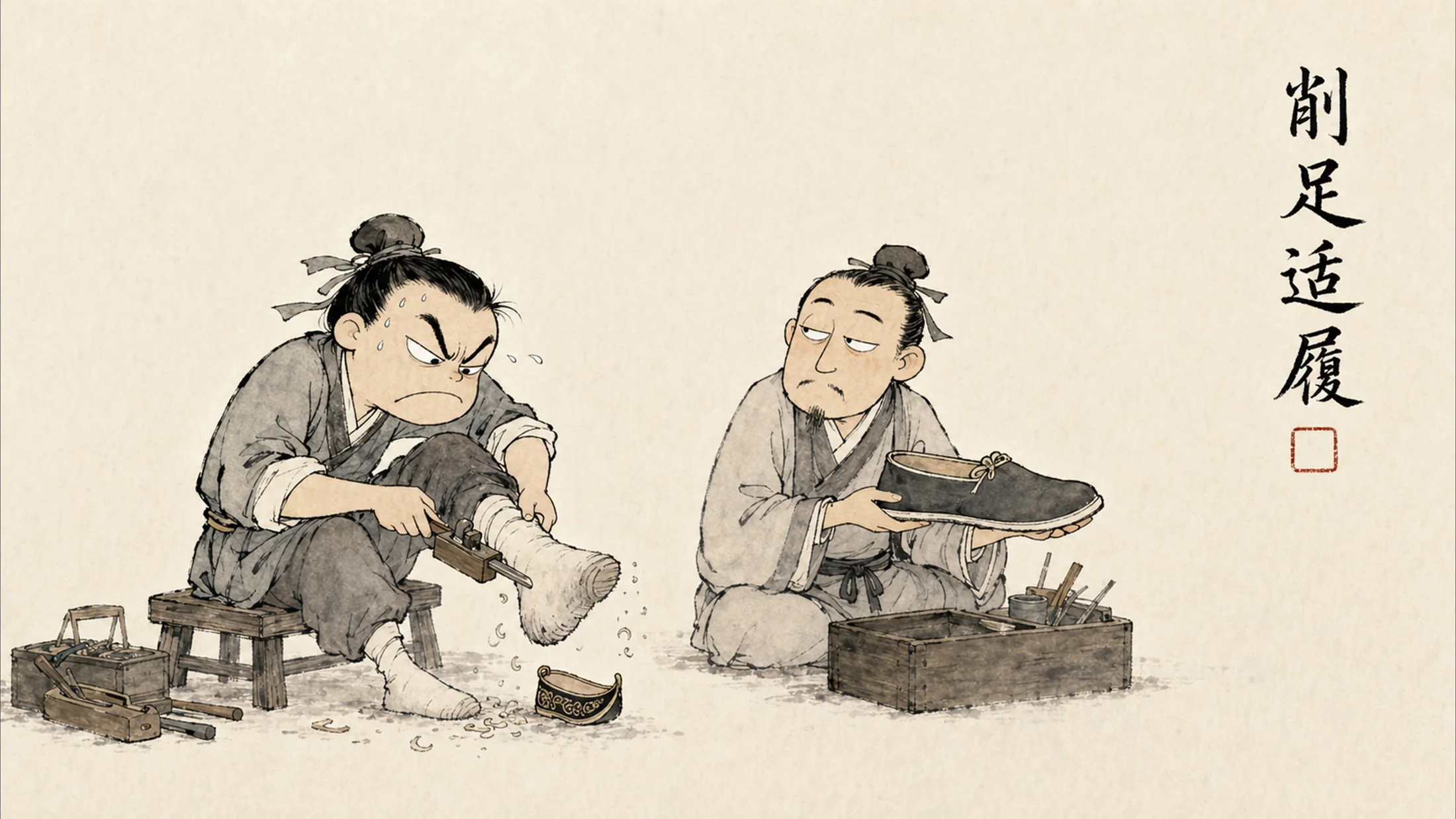 成语里的荒诞人生（30个中国成语故事图解）水墨画PPT - 预览图6