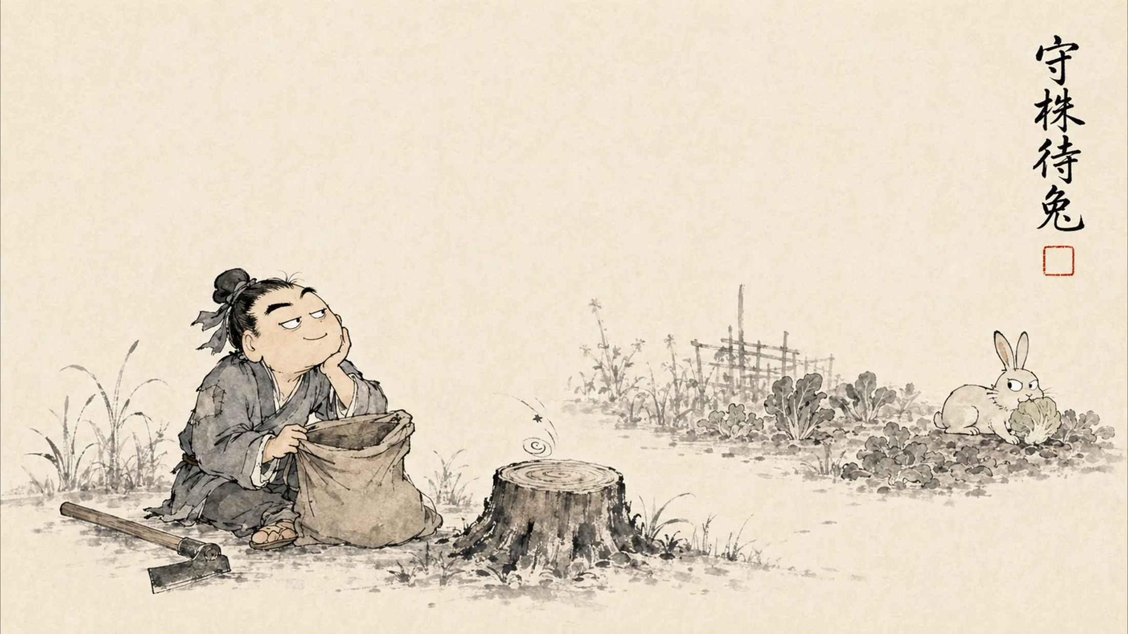 成语里的荒诞人生（30个中国成语故事图解）水墨画PPT - 预览图8