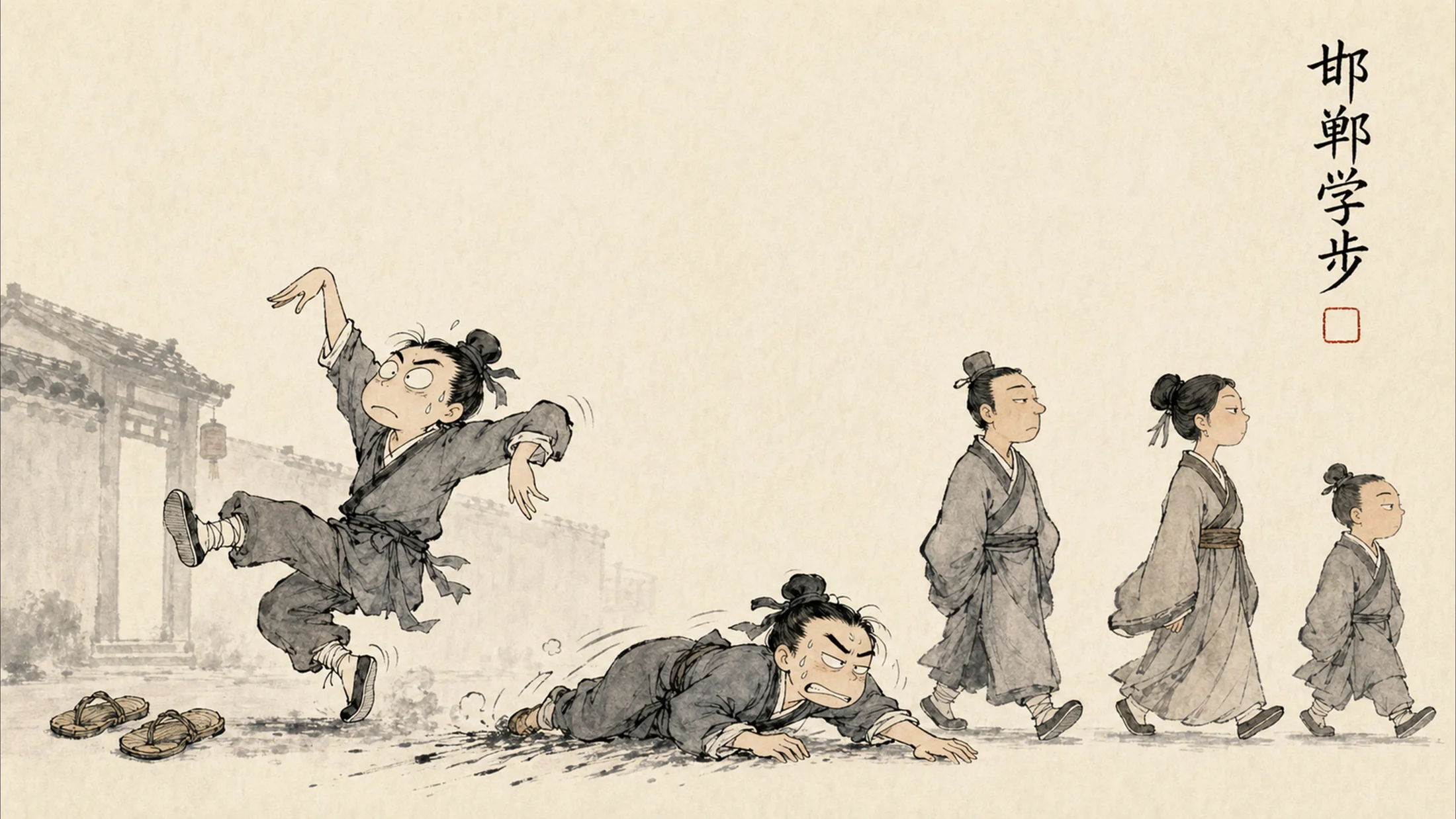 成语里的荒诞人生（30个中国成语故事图解）水墨画PPT - 预览图10