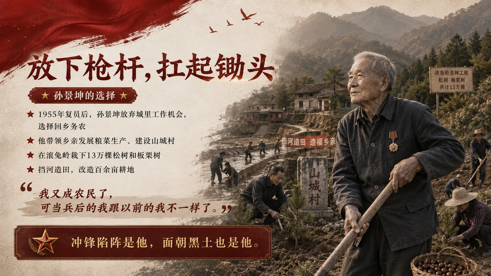 他们以身许国，深藏功与名｜八一建军节主题宣讲 / 英雄人物故事 / 红色教育课程PPT - 预览图5