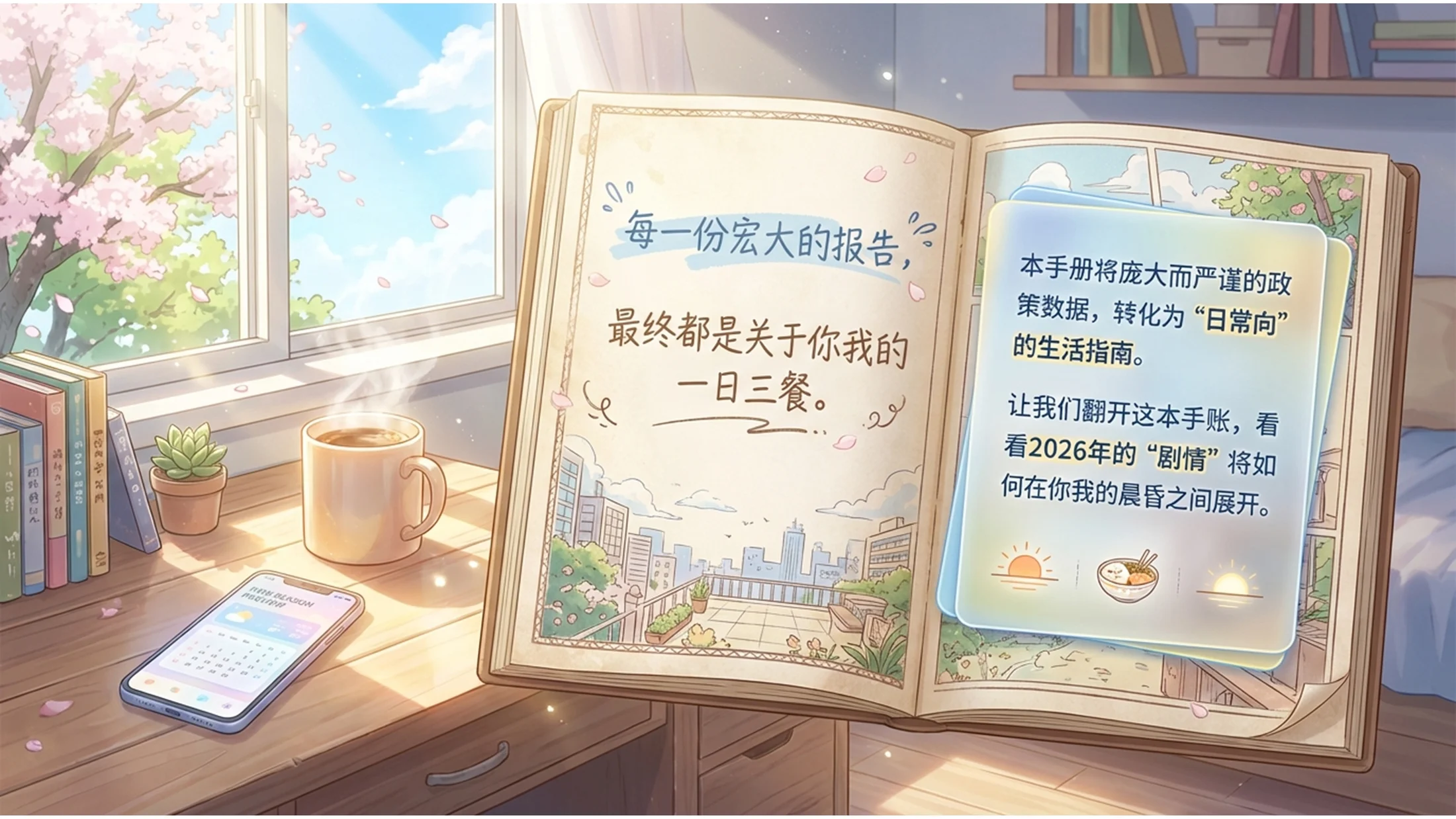 卡通绘画日常向动漫风格政府工作报告PPT - 预览图1