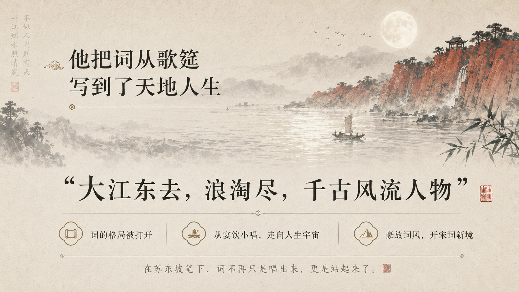 苏东坡：一个人活成了一座文明｜文化主题演讲型PPT - 预览图3