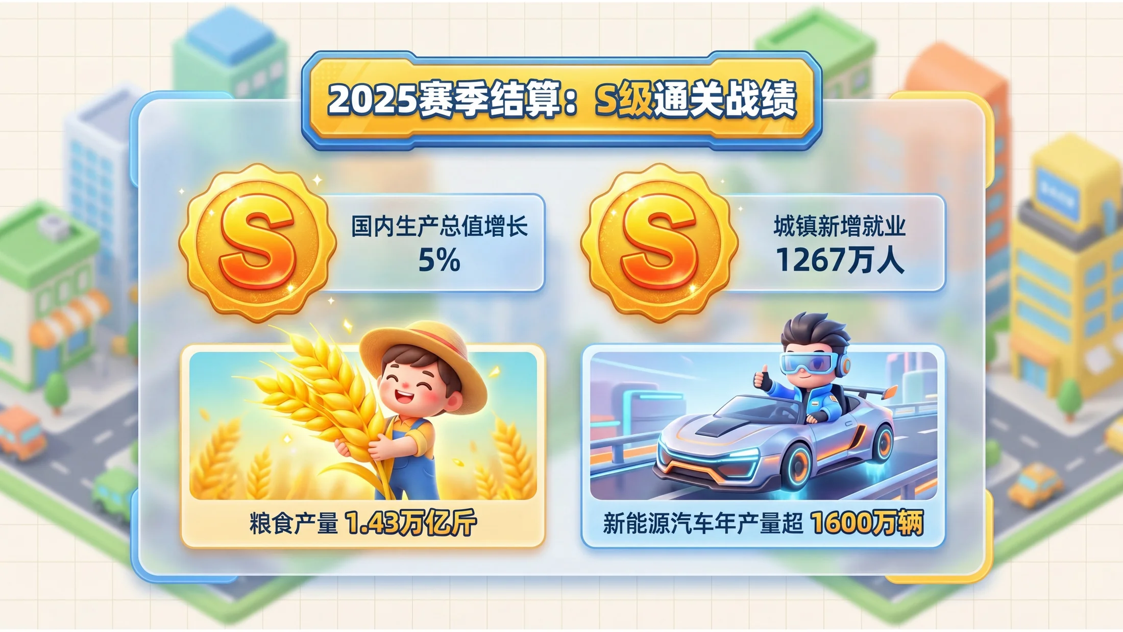 Q版卡通可爱动漫风格政府工作报告PPT - 预览图1