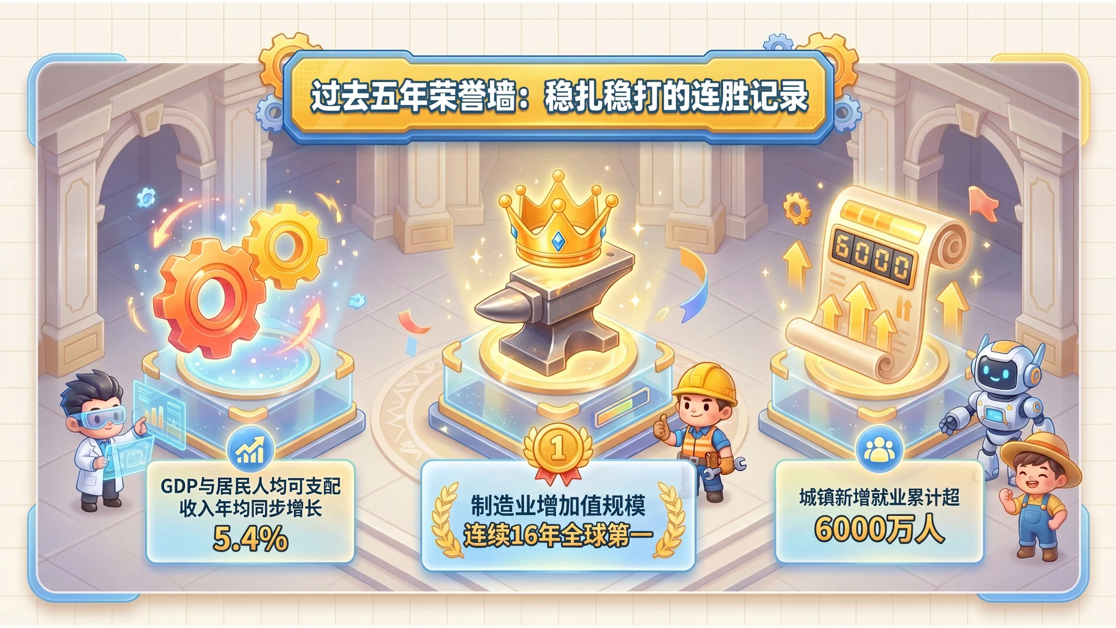 Q版卡通可爱动漫风格政府工作报告PPT - 预览图2