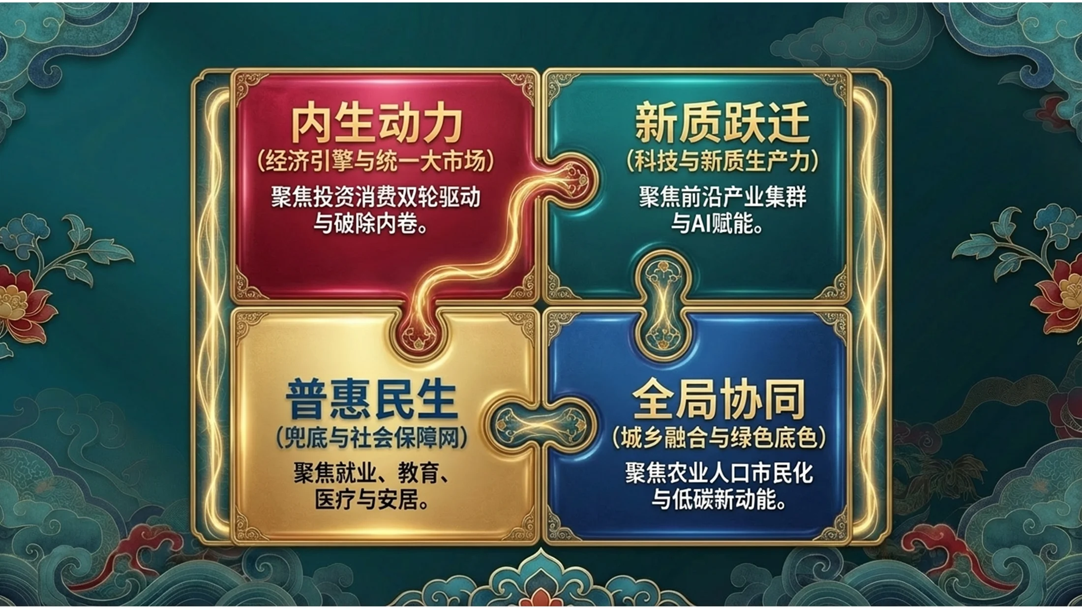国潮新中式鎏金浮雕风政府工作报告 - 预览图7