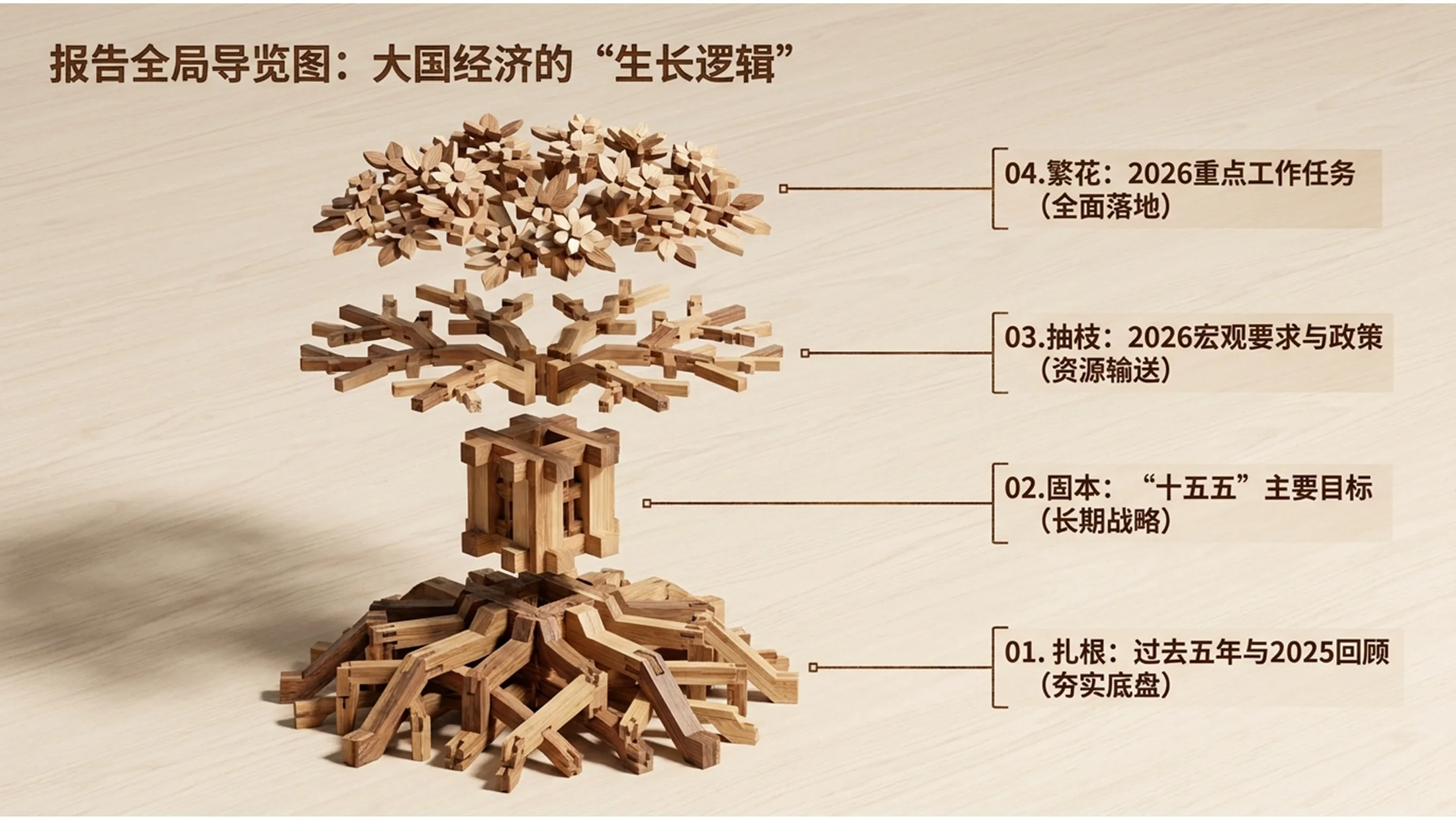 逼真清爽简约木材风格政府工作包PPT - 预览图1